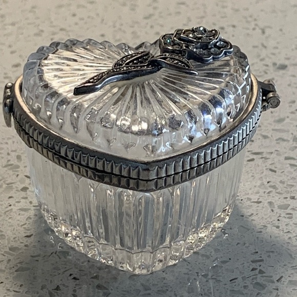 Storage & Organization Heart Shaped Glass Keepsake Box Poshmark